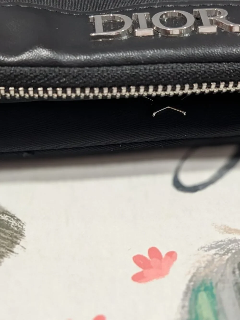 Dior Beauty Black Nylon Double Zip Makeup Bag Cosmetic Case Pouch
